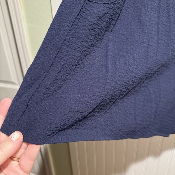 Soft Surroundings Navy Blue Island Time Tunic Ruffled Collar Size Large - Picture 3 of 8